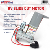 368221 Replacement RV Slide Out Motor for Single Rail Above Floor Slide Outs 524664 Double Shaft Mid Torque